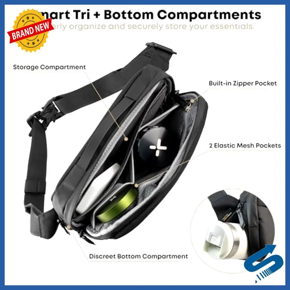 Odor Proof Crossbody Sling Bag with Carbon Lining, Tamper-Proof Zippers